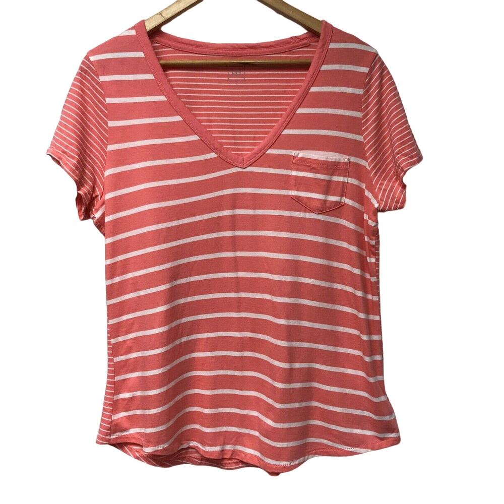 Gap Top Womens Large Orange White Striped